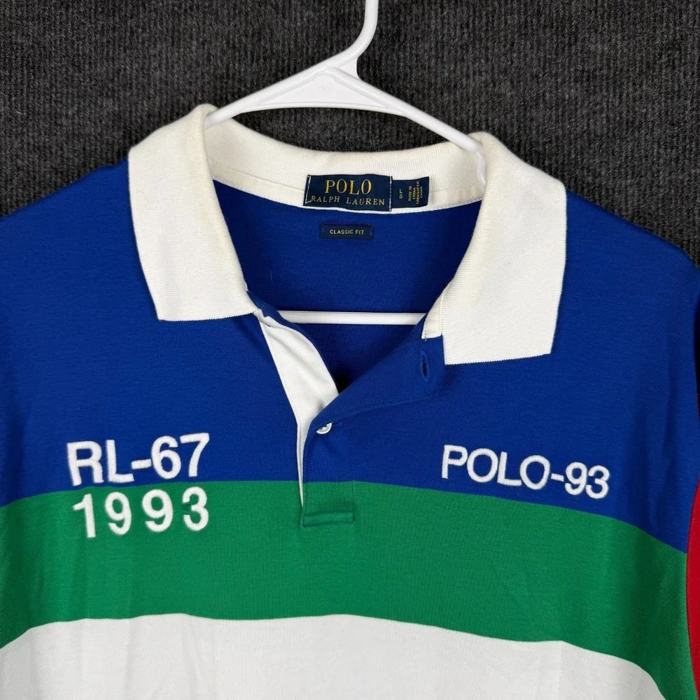 Polo Ralph Lauren Shirt Mens L Color Block RL 67 1993 Polo 93 Classic Fit Polo